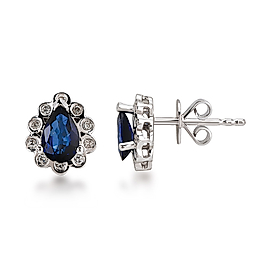0,80 Karat Pırlantalı Safir Küpe
