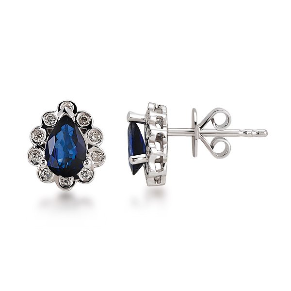 0,80 Karat Pırlantalı Safir Küpe